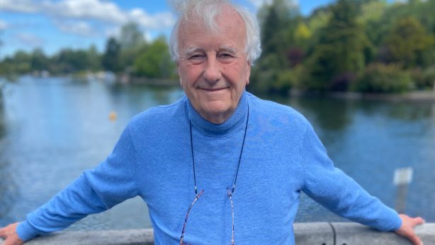 Professor Richard Fortey stands in front of the River Thames in Henley