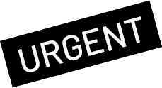 The word 'URGENT' in white text against a black background