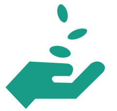 an outstreched hand recieving coins